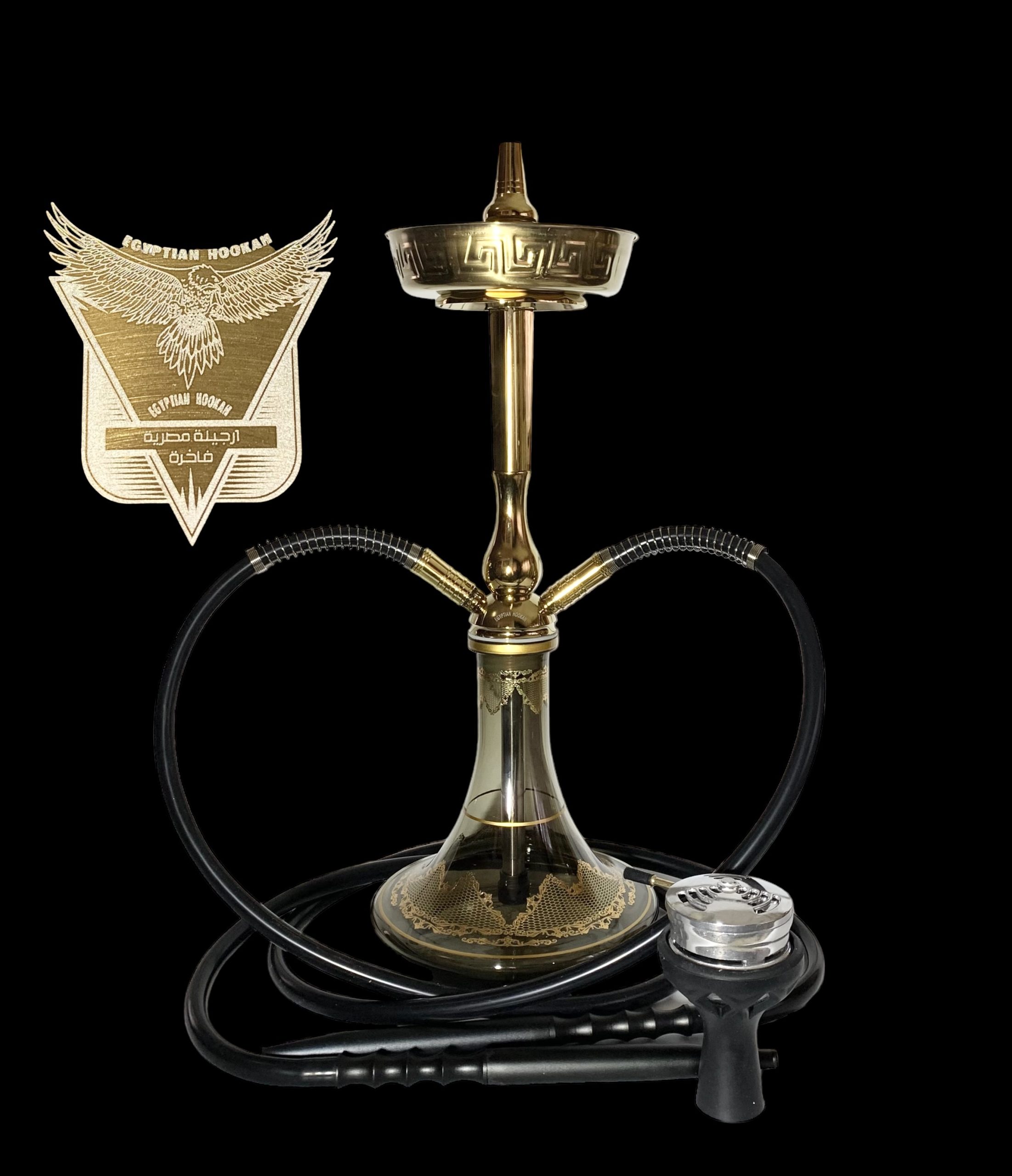 Narghilea ELH0614-3,Egyptian Luxury Hookah,Gold edition cu 2 furtunuri si smoke box - imagine 2